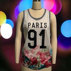 Forever21 "Paris 91" Mesh Tank Top